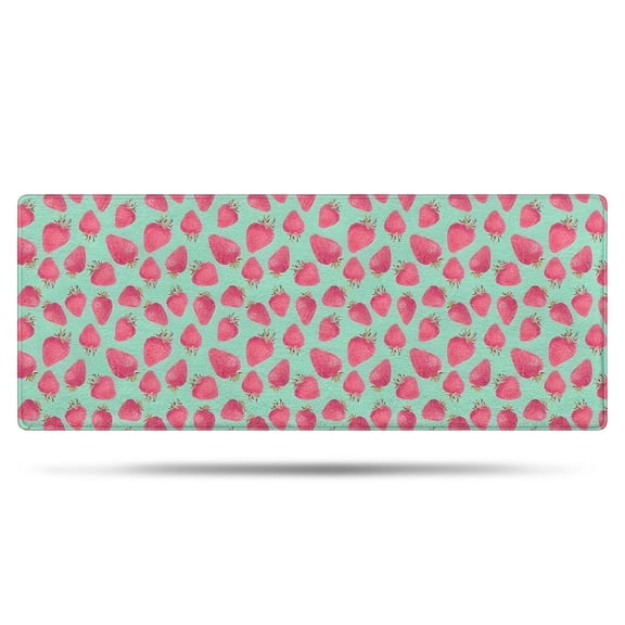 Pink Strawberry Plants Fruit Green Pattern Bathroom Rugs Mat,Non Slip Microfiber Bathroom Rug,Rubber Backing,Soft Bathroom Mats for Bathroom Floor,Tub and Shower,60x24in(150x60cm)