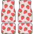 thumbnail image 1 of Pink Strawberry Printed Car Foot Mat 4 Pieces Anti-Slip Rubber Automotive Floor Mats Fits Most Cars Universal Carpet, 1 of 4