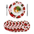 thumbnail image 1 of Pink Strawberry Round 15 Inch Placemats Set of 6, Spring Floral Watercolor Summer Botanical HeatResistant Non Slip Place Mats for Dining Table, Wipeable Braided Kitchen Table Mats for Housewarming, 1 of 9