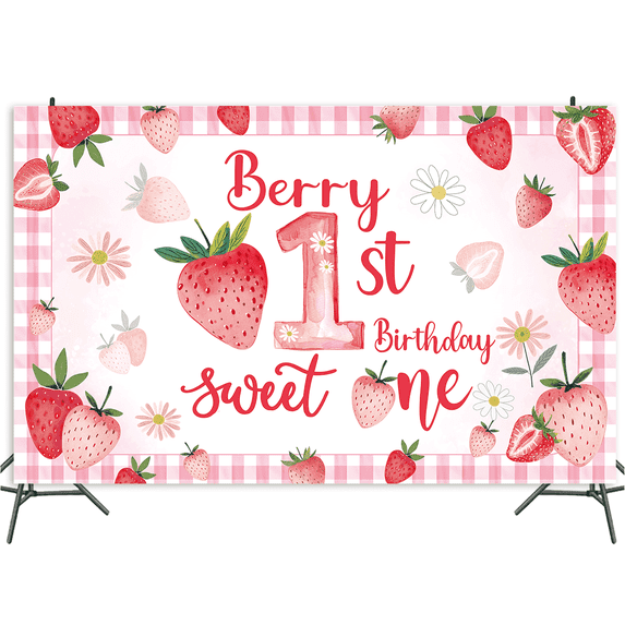 Pink Strawberry Theme Birthday Party Decorations, Berry First Birthday ...