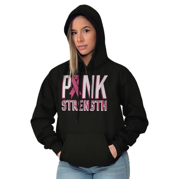 Pink Strength Breast Cancer Awareness Hoodie Sweatshirt Women Brisco Brands S