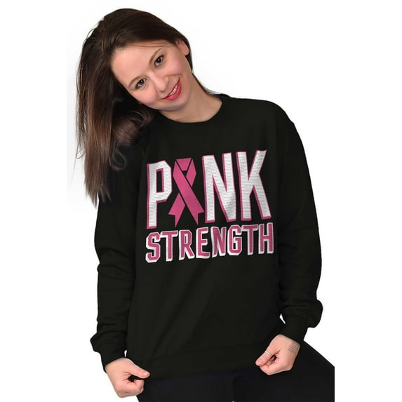 Pink Strength Breast Cancer Awareness Women Crewneck Sweatshirt Brisco Brands S