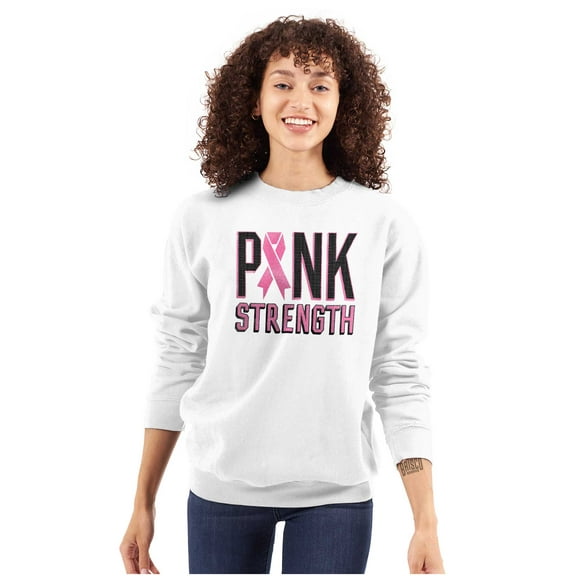 Pink Strength Breast Cancer Awareness Women Plus Size Crewneck Sweatshirt Brisco Brands 3X