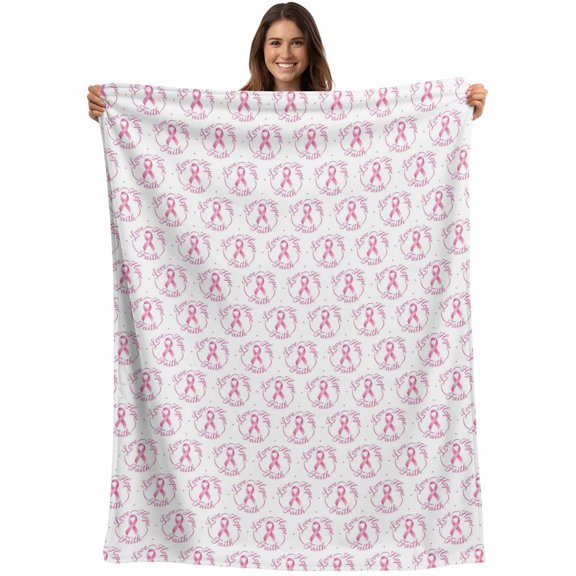 Pink String Blanket Soft Cozy Warm Throw Blanket for Couch, Plush Fuzzy Flannel Fleece Blankets for Sofa, Spring Breast Cancer Awareness Bed Blankets Lightweight Gifts for Women, 30"x40"