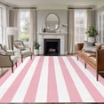thumbnail image 1 of Pink Stripe, Area Rug 6x9 FT, Non Slip Living Room Throw Carpet, Abstract Geometric Washable Soft Large Floor Carpet Non-Shedding Rug for Bedroom Dining Room Play Room, 1 of 9