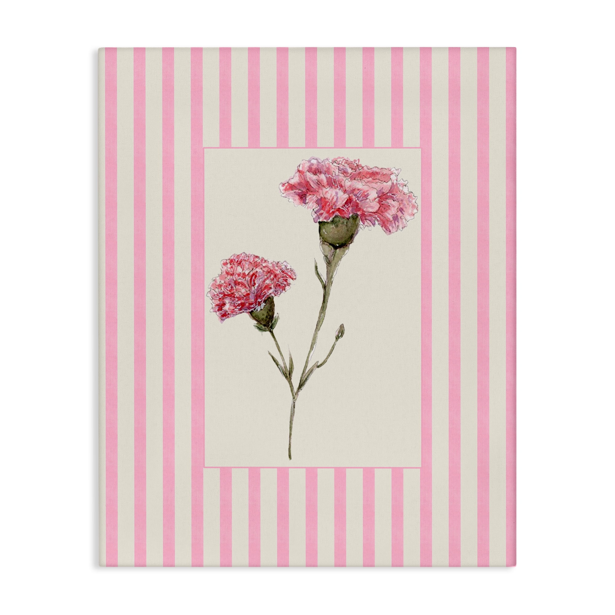 Pink Stripe Carnation Canvas Wall Art, design by Lisa Wehmeyer
