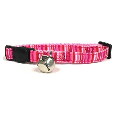 Pink Stripe Cat Collar with Breakaway Buckle