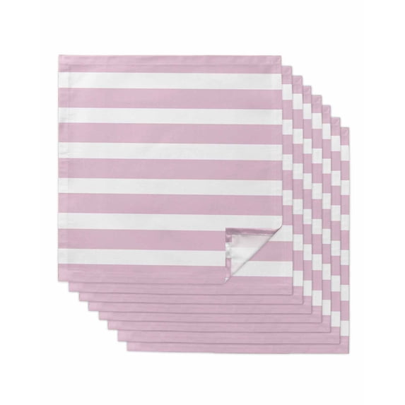 Pink Stripe Cloth Napkins Set of 8 Reusable Dinner Napkins, Modern Simple Geometric White Striped Cocktail Napkin Washable Table Napkins for Wedding/Holiday Party/Baby Shower 20"x20"