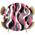 thumbnail image 1 of Pink Stripe Fitted Tablecloth with Elastic Edged, Round Table Cloth for Dining Table, Gradient Grey Moire Geometric Modern Abstract Waterproof Oil Proof Table Cover for Indoor Outdoor 55"-60", 1 of 9