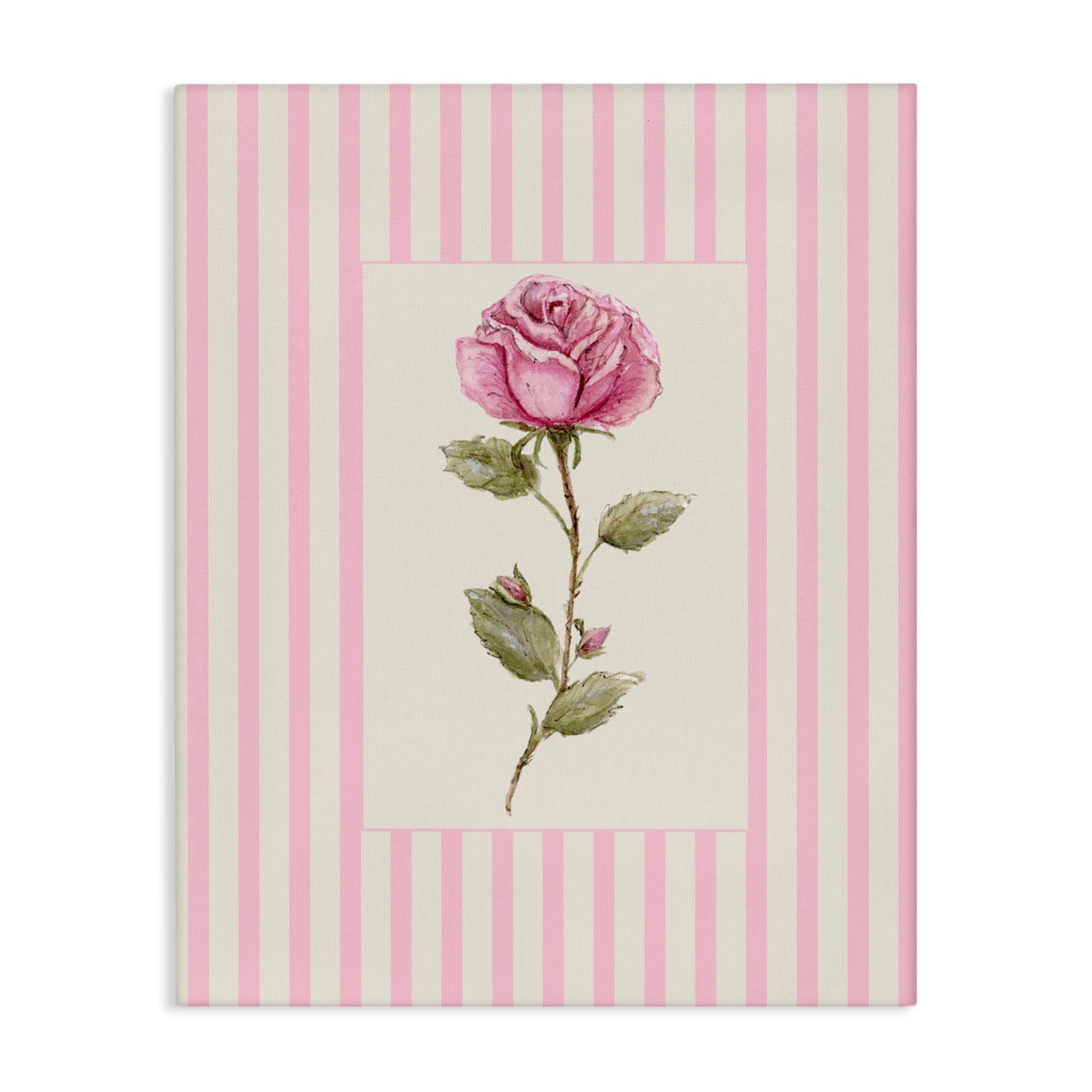 Pink Stripe Rose Canvas Wall Art, design by Lisa Wehmeyer