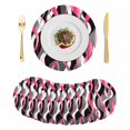 thumbnail image 1 of Pink Stripe Round 13 Inch Placemats Set of 8, Gradient Grey Moire Geometric Modern Abstract HeatResistant Non Slip Place Mats for Dining Table, Wipeable Braided Kitchen Table Mats for Housewarming, 1 of 9