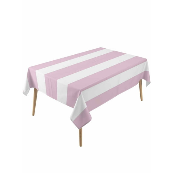 Pink Stripe Table Cloth, Modern Simple Geometric White Striped Waterproof Tablecloth for Rectangle Tables, Reusable Washable Fabric Table Cover for Restaurant Kitchen Dining Tables 54"x108"