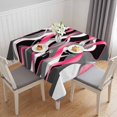 thumbnail image 1 of Pink Stripe Table Cloth Waterproof Tablecloths, Gradient Grey Moire Geometric Modern Abstract Tablecloth Dining Table Cover for Kitchen Party Tabletop Outdoor, Square Tablecloth 54x54 Inch, 1 of 9