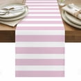 thumbnail image 1 of Pink Stripe Table Runner - 120 Inch Long, Kitchen Dining Table Runner Dresser Scarves, Modern Simple Geometric White Striped Farmhouse Decor for Coffee Tables Wedding Party Banquet, 1 of 8