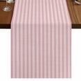 thumbnail image 1 of Pink Striped 90 Inch Table Runner, Modern Simple Farmhouse Beige Vintage Farmhouse Dresser Scarf Cotton & Linen Tablerunner for Dining/Kitchen Island/Holiday Party Décor 13" x 90", 1 of 9