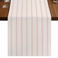 thumbnail image 1 of Pink Striped 90 Inch Table Runner, Rustic Pink Stripe Modern Art Beige Farmhouse Dresser Scarf Cotton & Linen Tablerunner for Dining/Kitchen Island/Holiday Party Décor 13" x 90", 1 of 9