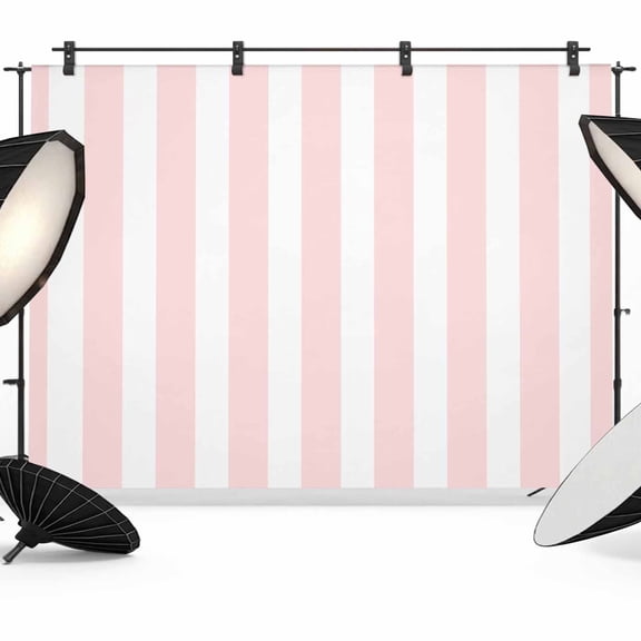 Pink Striped Backdrop for Photography,Fabric Photo Background Backdrop,Modern Farmhouse Pink White Stripes Photo Booth Background for Portrait Photoshoot Video Wedding Studio Decoration Banner 7x5ft