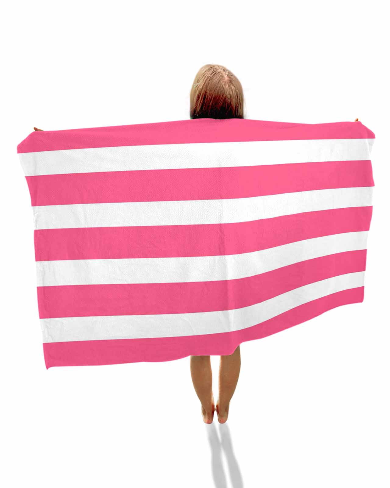Pink Striped Beach Towels Oversized Super Absorbent, Modern Simple Monochrome Geometric White Lightweight Bath Towel Quick Dry Sets For Bathroom/Pool/Rv Camping/Beach Play/Gym Room/Picnic 23"x47"