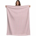 thumbnail image 1 of Pink Striped Blanket Soft Cozy Warm Throw Blanket for Couch, Plush Fuzzy Flannel Fleece Blankets for Sofa, Modern Simple Farmhouse Beige Vintage Bed Blankets Lightweight Gifts for Women, 30"x40", 1 of 9