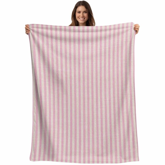 Pink Striped Blanket Soft Cozy Warm Throw Blanket for Couch, Plush Fuzzy Flannel Fleece Blankets for Sofa, Modern Simple Farmhouse Beige Vintage Bed Blankets Lightweight Gifts for Women, 30"x40"