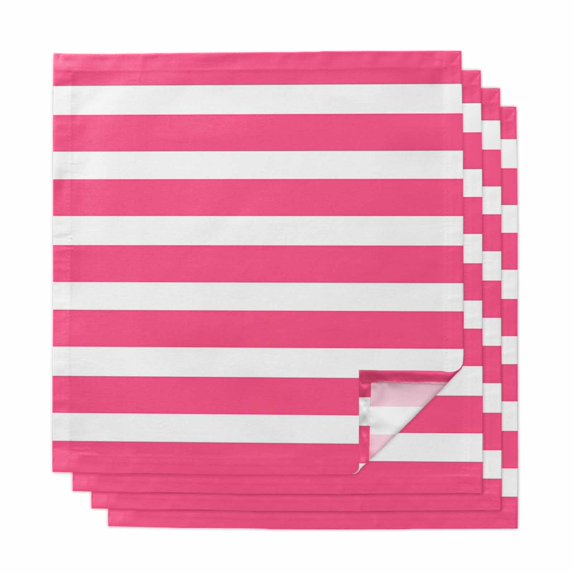 Pink Striped Cloth Napkins, Modern Simple Monochrome Geometric White Washable and Reusable Dinner Napkins Set of 4, Table Napkin for Kitchen Party Birthday Wedding Hotel Housewarming 20"x20"