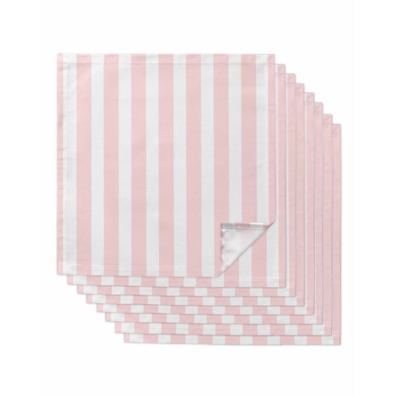 Pink Striped Cloth Napkins Washable Set of 8, Modern Farmhouse Pink White Stripes Reusable Dinner Table Napkins Cloth Bulk for Weddings Kitchen Restaurants Hotel Events Parties 20 x 20 Inch