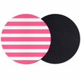 thumbnail image 1 of Pink Striped Coasters Set of 2, Modern Simple Monochrome Geometric White Absorbent Coasters for Drinks, Coaster for Bar Office Dining Coffee Table Accessories Decor, Non Slip Round Desk Coaster, 1 of 9