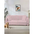 thumbnail image 1 of Pink Striped Couch Cover for 2 Cushion Couch, Modern Simple Farmhouse Beige Vintage Washable Love Seat Sofa Covers Slipcover, Throw Sofa Covers for Pets, Furniture Protector 71"x102", 1 of 9