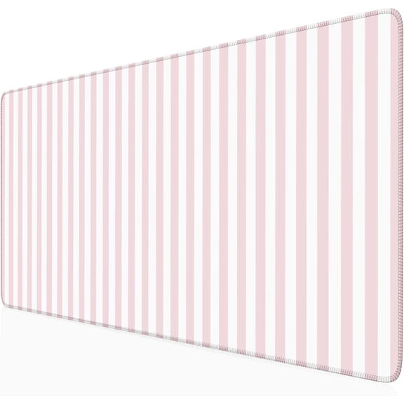 Pink Striped Desk Mat Cute Pastel Large Mouse Pad Kawaii Aesthetic Extended Mat for Home Office Desk Decor for Women Cozy Gaming Keyboard Pad 31.5 X 15.7