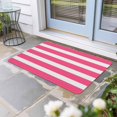 thumbnail image 1 of Pink Striped Door Mat Indoor Outdoor, Modern Simple Monochrome Geometric White Non Slip Welcome Mat with Rubber Backing, Absorbent Fabric Front Door Mats Entryway Rug for Home Patio Entrance 16"x24", 1 of 9