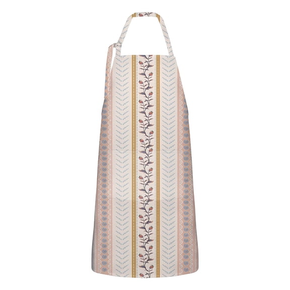 Pink Striped Floral Boho Pattern Apron-Garden Aprons for Women with Pockets-Cotton Linen Waterproof Kitchen Cooking Gardening Aprons Adjustable for Kitchen,Cooking,BBQ and Salon 33x27 Inch