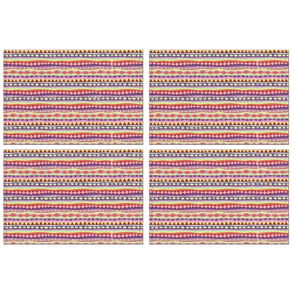 Pink Striped Geometric Pattern Summer Placemats Table Placemats Set Of 4-Linen Kitchen Washable Placemats Table Mats 11.8"x17.7" Non-Slip Heat Resistant