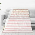 thumbnail image 1 of Pink Striped Glitter Throw Blanket For Couch, Ultra Soft Micro Fleece Blanket Light Weight Anti Pilling Flannel Blanket 40" x 50", 1 of 6