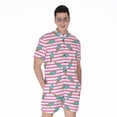 thumbnail image 1 of Pink Striped Ice Cream Pattern Short Sleeve Men'S Rompers Casual Summer Jumpsuits Outfit, 1 of 4