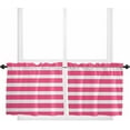 thumbnail image 1 of Pink Striped Kitchen Curtain 24 Inch Length Small Short Cafe Tiers Curtains Drape, Modern Simple Monochrome Geometric White Window Treatment Rod Pocket Drapery Panels Curtains, 27.5x24, 1 of 5