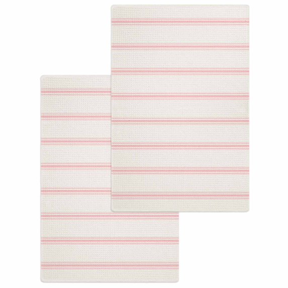 Pink Striped Kitchen Dish Towels for Drying Dishes Set of 2, Rustic Pink Stripe Modern Art Beige Waffle Weave Microfiber Hand Tea Bathroom Towels Quick Dry & Absorbent Towel 15.7x23.6