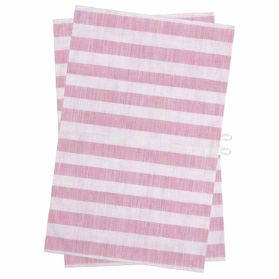 Pink Striped Kitchen Towels Set of 2, Water Absorbent Dish Towel, Farmhouse Vintage Stripes Decorative Hand Towels - Quick Drying Cloth for Cooking Baking, 18x28 Inch
