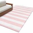 thumbnail image 1 of Pink Striped Large Area Rugs for Bedroom Living Room, Soft Non Slip Carpet Bedside Rug, Modern Farmhouse Pink White Stripes Rectangular Floor Cover Kitchen Accent Rug 3'x5' for Dining Room/Office, 1 of 9