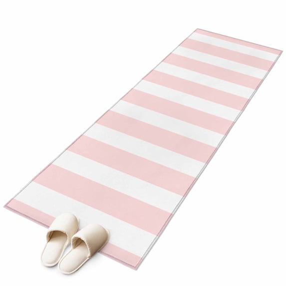 Pink Striped Large Area Rugs for Bedroom Living Room, Soft Non Slip Carpet Bedside Rug, Modern Farmhouse Pink White Stripes Rectangular Floor Cover Kitchen Accent Rug 2'x6' for Dining Room/Office