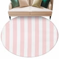 thumbnail image 1 of Pink Striped Large Area Rugs for Bedroom Living Room, Soft Non Slip Carpet Bedside Rug, Modern Farmhouse Pink White Stripes Round Floor Cover Kitchen Accent Rug 7' for Dining Room/Office, 1 of 9