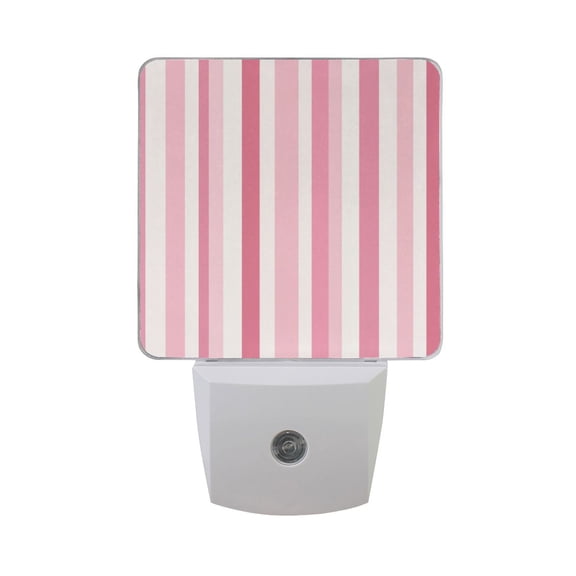 Pink Striped Night Light 2 Pack LED Nightlight Plug into Wall Dusk to Dawn Sensor Soft White