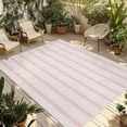 thumbnail image 1 of Pink Striped Outdoor Rug 6x9 Ft - Reversible Patio Rug Outdoor Camping Rugs, Rustic Pink Stripe Modern Art Beige Washable Indoor Outdoor Area Rugs, Non-Slip Outdoor Carpet Runner for Deck/Porch, 1 of 8