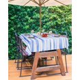thumbnail image 1 of Pink Striped Outdoor Tablecloth - 60 Inch Round Dining Table Cover, Watercolor Pink White Stripes Waterproof Outdoor Table Cloth with Umbrella Hole & Zipper for Picnic/Patio/Party, 1 of 5