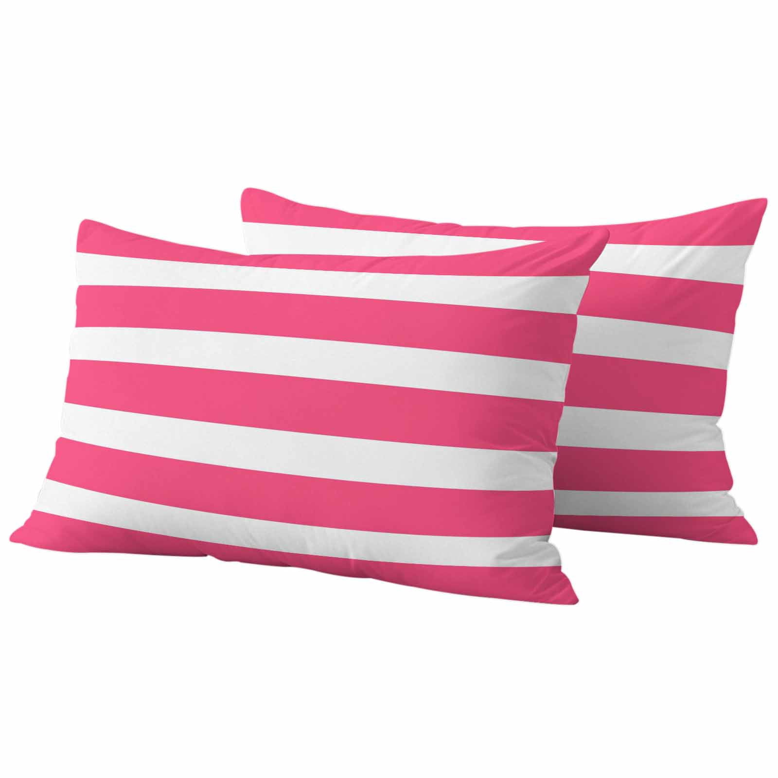 Pink Striped Outdoor Waterproof Pillow Covers, Modern Simple Monochrome Geometric White Decorative Rectangle Throw Pillowcase Sofa Cushion Sham for Patio/Couch/Chair, 20"x12" 2 Pack
