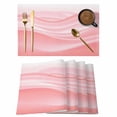 thumbnail image 1 of Pink Striped Placemats Set of 4, Modern Abstract Art Wave Moire Gradient Placemats for Dining Table, Place Mats for Kitchen Tabletop, Waterproof Wipeable Dining Table Mats Set, 1 of 9