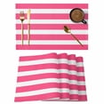 thumbnail image 1 of Pink Striped Placemats Set of 4 Modern Simple Monochrome Geometric White Place Mats Indoor Wipeable Table Mats Washable Cloth Dining Table Placemats for Kitchen Holiday Party Home Decor 13x19 Inch, 1 of 9