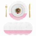 thumbnail image 1 of Pink Striped Round 13 Inch Placemats Set of 4, Modern Farmhouse Stripes HeatResistant Non Slip Place Mats for Dining Table, Wipeable Braided Kitchen Table Mats for Housewarming, 1 of 9