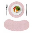 thumbnail image 1 of Pink Striped Round 13 Inch Placemats Set of 8, Modern Simple Farmhouse Beige Vintage HeatResistant Non Slip Place Mats for Dining Table, Wipeable Braided Kitchen Table Mats for Housewarming, 1 of 9