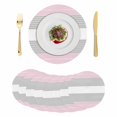 thumbnail image 1 of Pink Striped Round 13 Inch Placemats Set of 8, Multicolor Grey White Horizontal Stripes HeatResistant Non Slip Place Mats for Dining Table, Wipeable Braided Kitchen Table Mats for Housewarming, 1 of 9