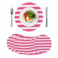 thumbnail image 1 of Pink Striped Round 15 Inch Placemats Set of 8, Modern Simple Monochrome Geometric White HeatResistant Non Slip Place Mats for Dining Table, Wipeable Braided Kitchen Table Mats for Housewarming, 1 of 9
